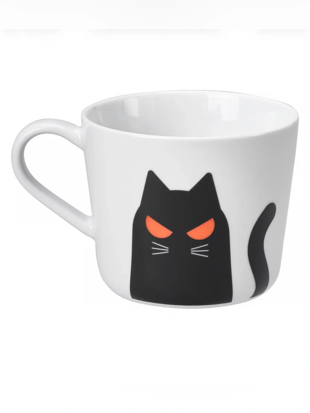 Black Cat White Ceramic Mug - 12 oz (Set of 2)
